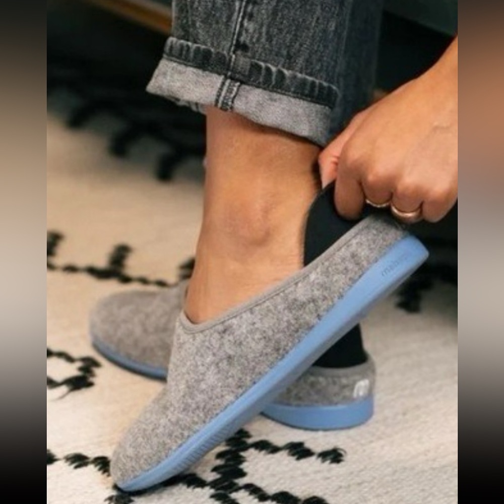 Mahabis Classic Wool-Lined Gray Felt Slipper Clog. Size EU 37. US 6.5/7.